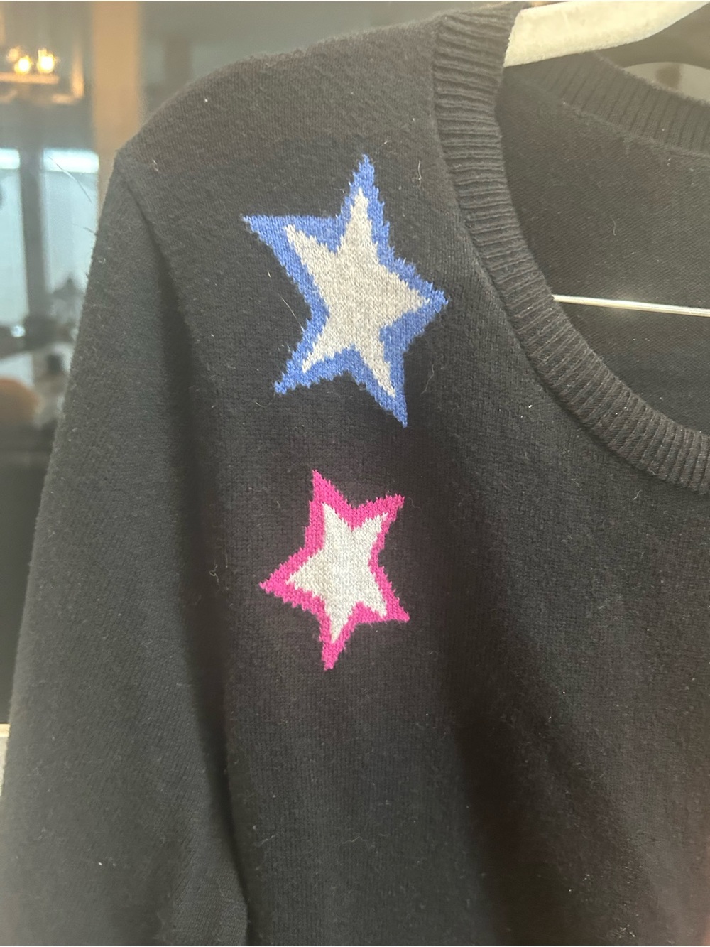 Lisa Todd Sweater with Star Appliqués size L slight piling GUC preppy - Picture 4 of 6